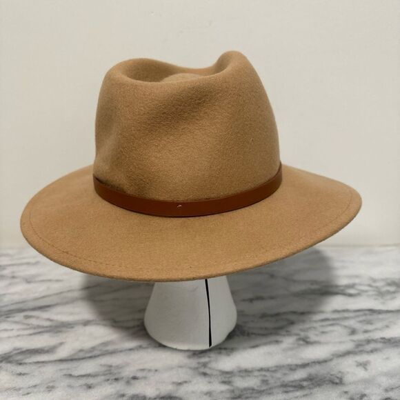 Anthropologie Tan Fedora Hat with Brown leather Band One size - Picture 5 of 12